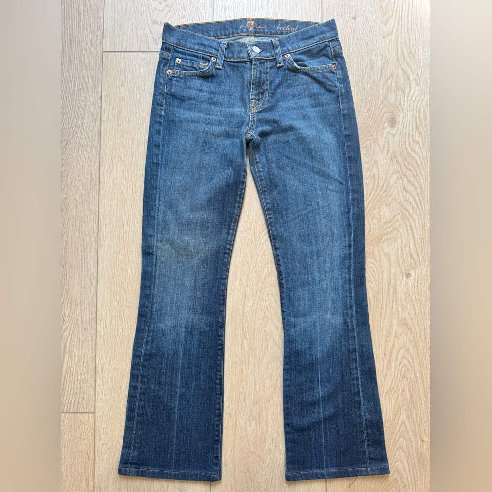 ✨ PETITE FRIENDLY ✨ 7 For All Mankind Bootcut Jeans – Medium Wash, Pre-Hemmed